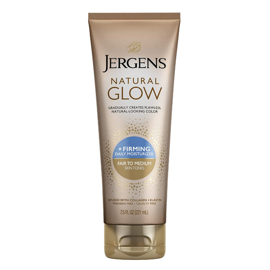 Jergens Natural Glow +FIRMING Body Lotion Fair to Medium Skin Tone 7.5 Ounce Sunless Tanning Daily Moisturizer with Collagen and Elastin. Helps to Visibly Reduce Cellulite