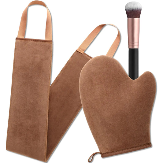 3 in 1 Self Tanning Mitt Self Tanner Mitt Kit Self Tan Mitt Applicator Tanning Glove Self Tan Mit Self Tan Glove Tanner Glove Tanning Mitt and Back Applicator and Brush Sunless Tanner Mitt Set